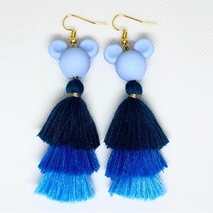 Handmade Blue Mickey tassel earrings!!